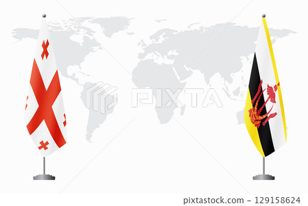 Georgia and Brunei flags for official meeting Georgia and Brunei flags for official meeting 129158624