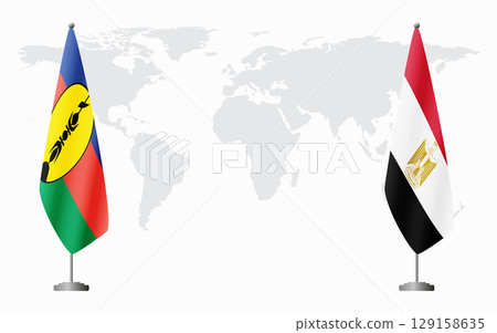 New Caledonia and Egypt flags for official meeting New Caledonia and Egypt flags for official meeting 129158635