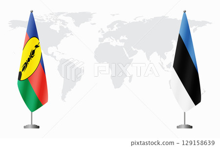 New Caledonia and Estonia flags for official meeting 129158639