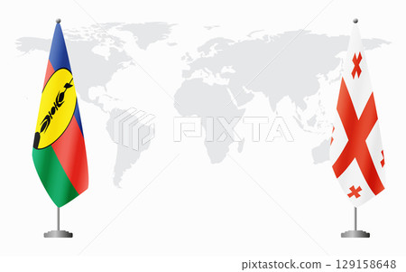 New Caledonia and Georgia flags for official meeting New Caledonia and Georgia flags for official meeting 129158648