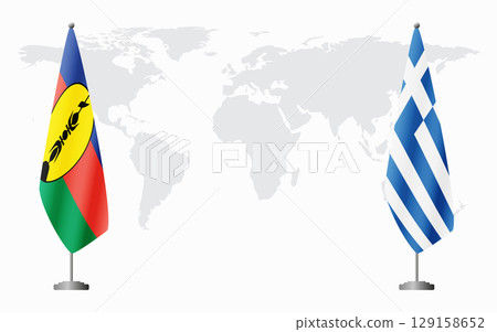 New Caledonia and Greece flags for official meeting New Caledonia and Greece flags for official meeting 129158652