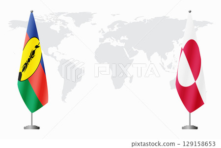 New Caledonia and Greenland flags for official meeting New Caledonia and Greenland flags for official meeting 129158653