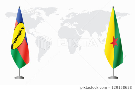 New Caledonia and French Guiana flags for official meeting New Caledonia and French Guiana flags for official meeting 129158658