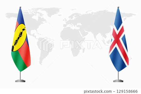 New Caledonia and Iceland flags for official meeting New Caledonia and Iceland flags for official meeting 129158666
