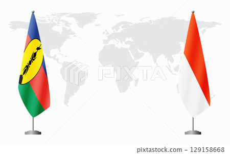 New Caledonia and Indonesia flags for official meeting New Caledonia and Indonesia flags for official meeting 129158668