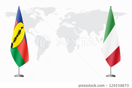 New Caledonia and Italy flags for official meeting New Caledonia and Italy flags for official meeting 129158673