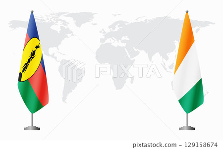 New Caledonia and Ivory Coast flags for official meeting 129158674