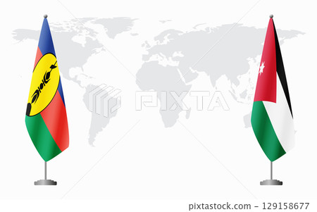 New Caledonia and Jordan flags for official meeting 129158677