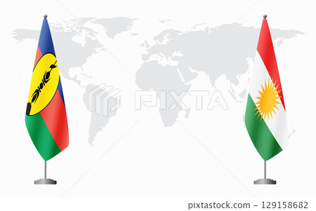 New Caledonia and Kurdistan flags for official meeting New Caledonia and Kurdistan flags for official meeting 129158682