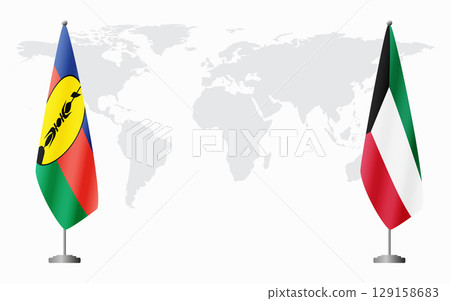 New Caledonia and Kuwait flags for official meeting New Caledonia and Kuwait flags for official meeting 129158683