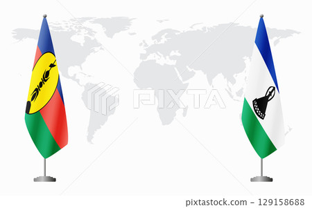 New Caledonia and Lesotho flags for official meeting New Caledonia and Lesotho flags for official meeting 129158688