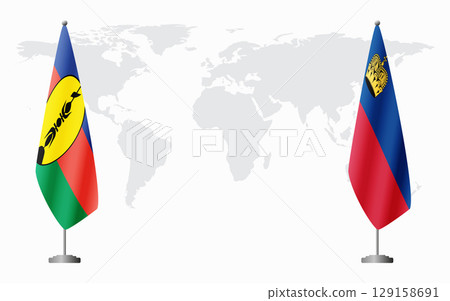 New Caledonia and Liechtenstein flags for official meeting New Caledonia and Liechtenstein flags for official meeting 129158691