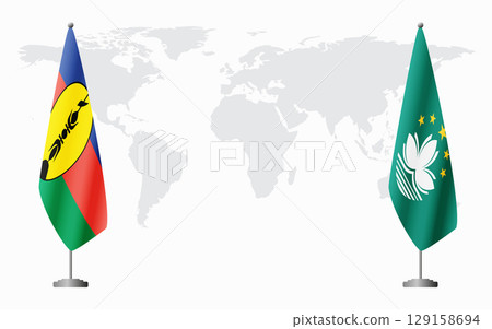 New Caledonia and Macau flags for official meeting New Caledonia and Macau flags for official meeting 129158694