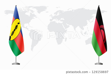 New Caledonia and Malawi flags for official meeting 129158697