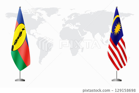 New Caledonia and Malaysia flags for official meeting New Caledonia and Malaysia flags for official meeting 129158698