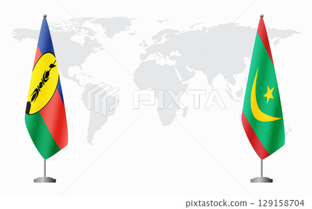 New Caledonia and Mauritania flags for official meeting New Caledonia and Mauritania flags for official meeting 129158704