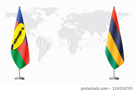 New Caledonia and Mauritius flags for official meeting 129158705
