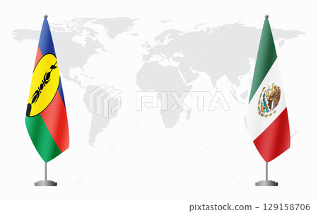 New Caledonia and Mexico flags for official meeting 129158706