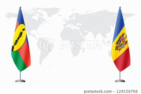 New Caledonia and Moldova flags for official meeting 129158708