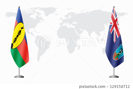 New Caledonia and Montserrat flags for official meeting New Caledonia and Montserrat flags for official meeting 129158712
