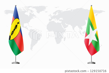New Caledonia and Myanmar flags for official meeting 129158716