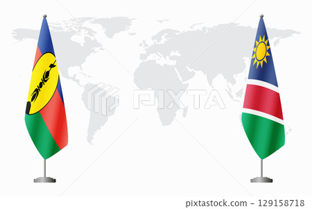 New Caledonia and Namibia flags for official meeting 129158718