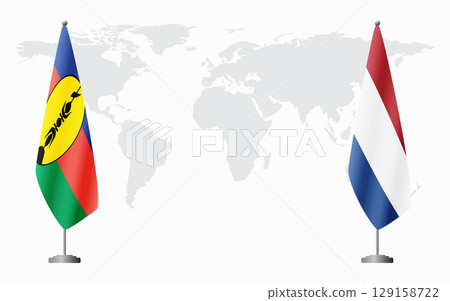 New Caledonia and Netherlands flags for official meeting New Caledonia and Netherlands flags for official meeting 129158722
