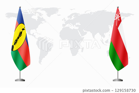 New Caledonia and Oman flags for official meeting New Caledonia and Oman flags for official meeting 129158730