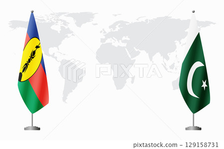 New Caledonia and Pakistan flags for official meeting New Caledonia and Pakistan flags for official meeting 129158731