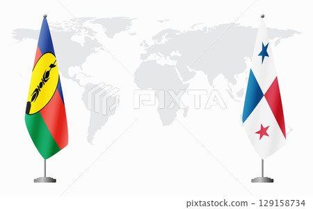 New Caledonia and Panama flags for official meeting 129158734