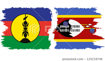 eSwatini and New Caledonia grunge flags connection vector eSwatini and New Caledonia grunge flags connection vector 129158746