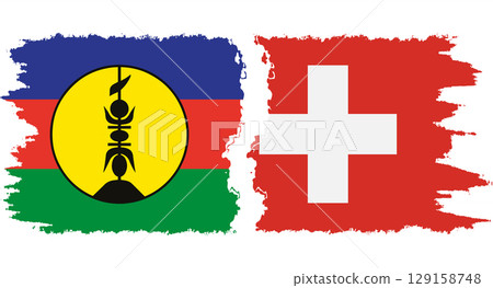 Switzerland and New Caledonia grunge flags connection vector Switzerland and New Caledonia grunge flags connection vector 129158748