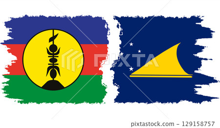 Tokelau and New Caledonia grunge flags connection vector Tokelau and New Caledonia grunge flags connection vector 129158757