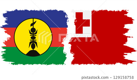 Tonga and New Caledonia grunge flags connection vector Tonga and New Caledonia grunge flags connection vector 129158758