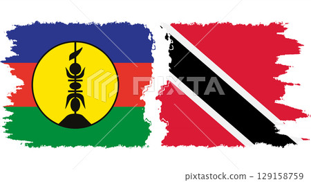 Trinidad and Tobago and New Caledonia grunge flags connection vector Trinidad and Tobago and New Caledonia grunge flags connection vector 129158759