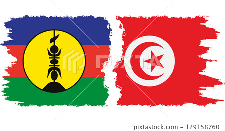 Tunisia and New Caledonia grunge flags connection vector Tunisia and New Caledonia grunge flags connection vector 129158760