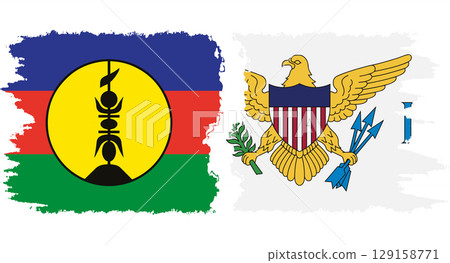United States Virgin Islands and New Caledonia grunge flags connection vector 129158771