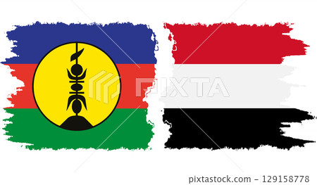 Yemen and New Caledonia grunge flags connection vector Yemen and New Caledonia grunge flags connection vector 129158778