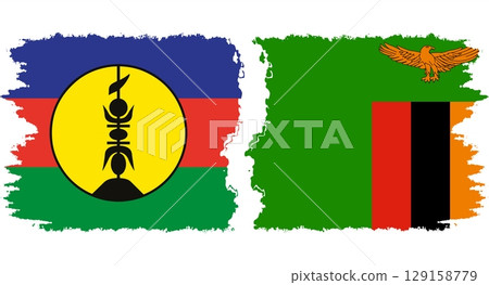 Zambia and New Caledonia grunge flags connection vector Zambia and New Caledonia grunge flags connection vector 129158779