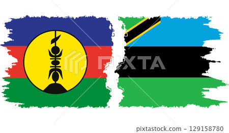 Zanzibar and New Caledonia grunge flags connection vector Zanzibar and New Caledonia grunge flags connection vector 129158780