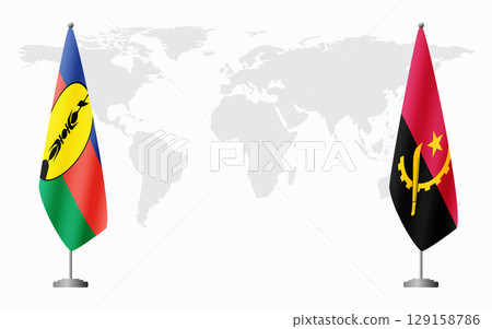 New Caledonia and Angola flags for official meeting New Caledonia and Angola flags for official meeting 129158786