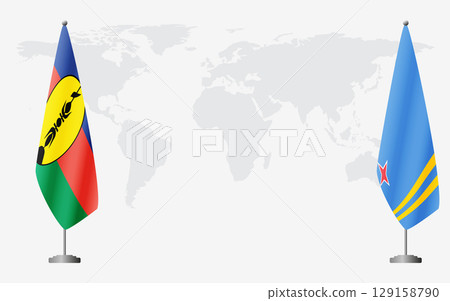 New Caledonia and Aruba flags for official meeting 129158790
