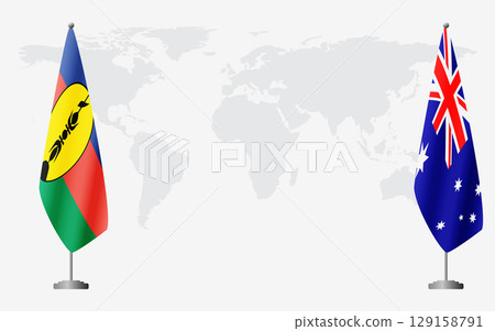 New Caledonia and Australia flags for official meeting New Caledonia and Australia flags for official meeting 129158791