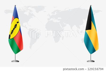 New Caledonia and Bahamas flags for official meeting 129158794