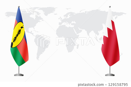 New Caledonia and Bahrain flags for official meeting New Caledonia and Bahrain flags for official meeting 129158795