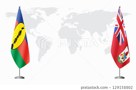 New Caledonia and Bermuda flags for official meeting New Caledonia and Bermuda flags for official meeting 129158802