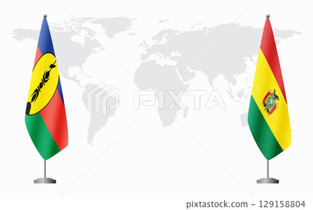 New Caledonia and Bolivia flags for official meeting 129158804