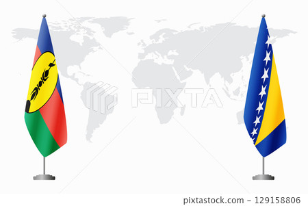 New Caledonia and Bosnia and Herzegovina flags for official meet 129158806