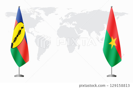 New Caledonia and Burkina Faso flags for official meeting 129158813