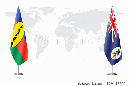 New Caledonia and Cayman Islands flags for official meeting New Caledonia and Cayman Islands flags for official meeting 129158821
